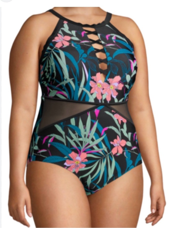 Terra & Sky Other - Time and True High Neck Floral One-Piece Swimsuit - Sz 1X